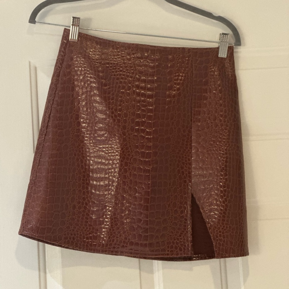 THE WREN MINI SKIRT BROWN CROC